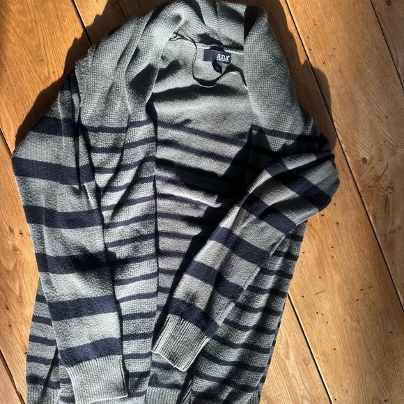 Women’s striped olive green and black ana cardigan - Picture 2 of 4